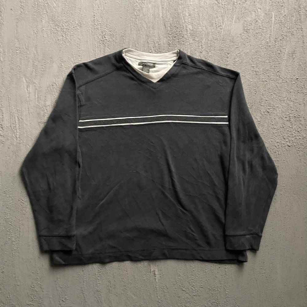 Vintage Striped Ribbed Pullover Shirt Men XL Black 2000s Method